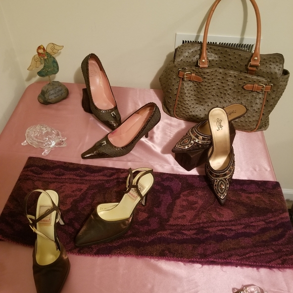 Starlet Brown Sequined Mules - Picture 2 of 7